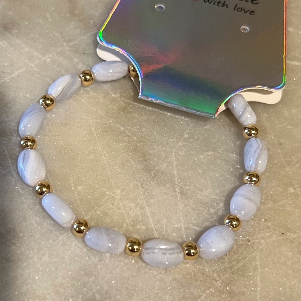 Hand made beads bracelet with gold filled
